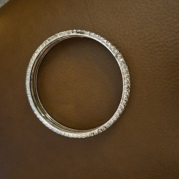 Layered Paved Rhinestone Bangle Bracelet - Picture 4 of 6